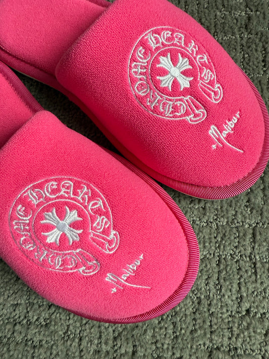 Chrome Hearts Horseshoe Malibu Hotel Slippers Pink