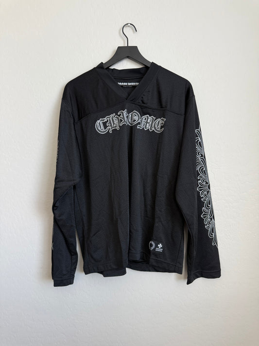 Chrome Hearts Stadium Mesh Jersey Floral LS Black Silver
