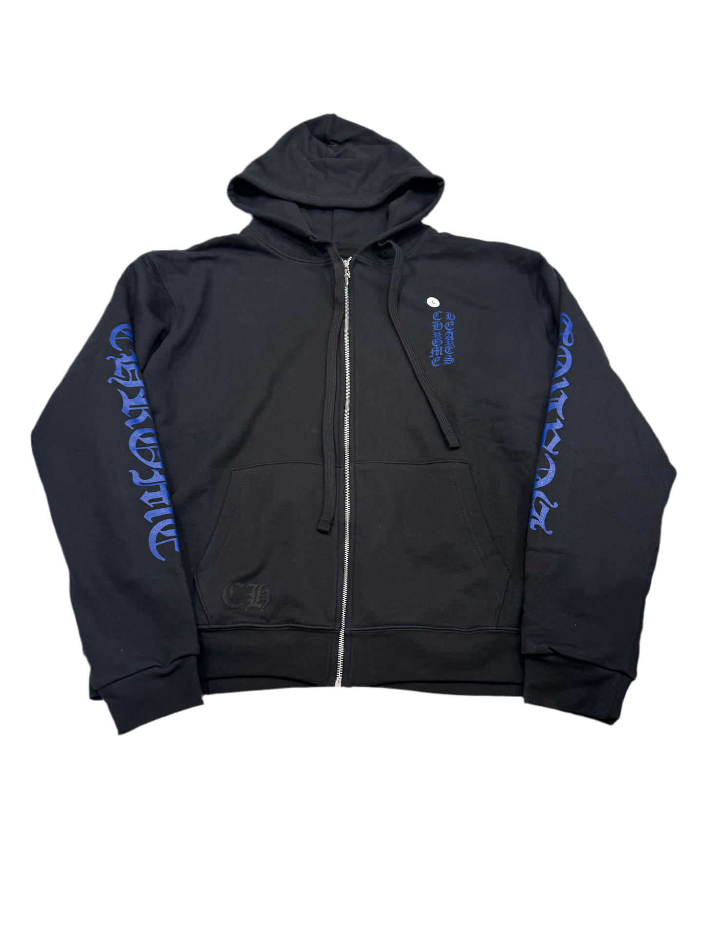 Chrome Hearts Thermal Vertical Logo Zip Up Hoodie Black/Blue
