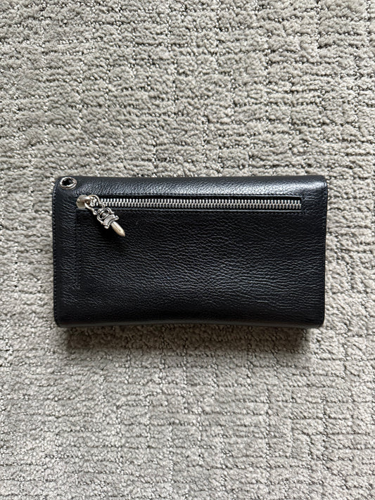 Chrome Hearts Wave Long Leather Wallet Black