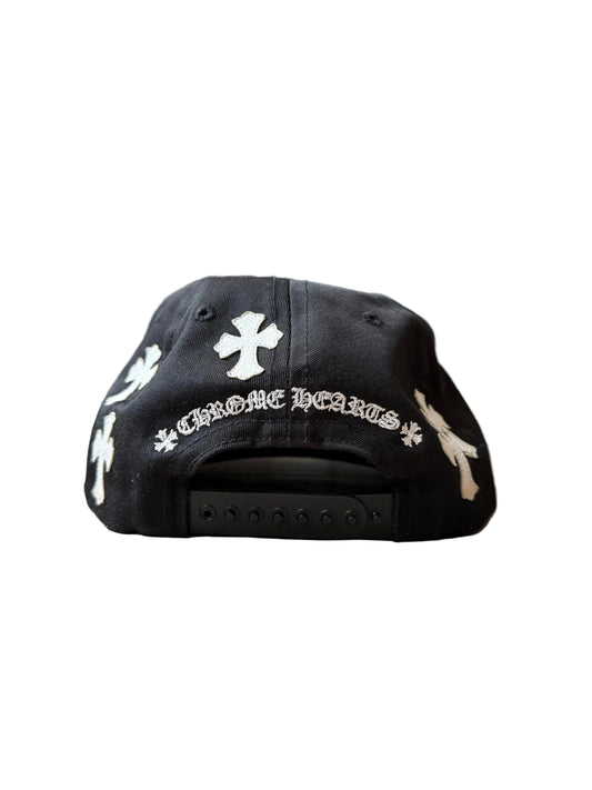 Chrome Hearts Cross Patch CH Snapback Hat Black Grey White