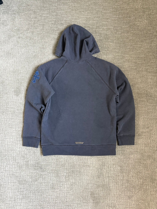 Chrome Hearts Leather Triple Cross Paper Jam Pullover Hoodie Navy