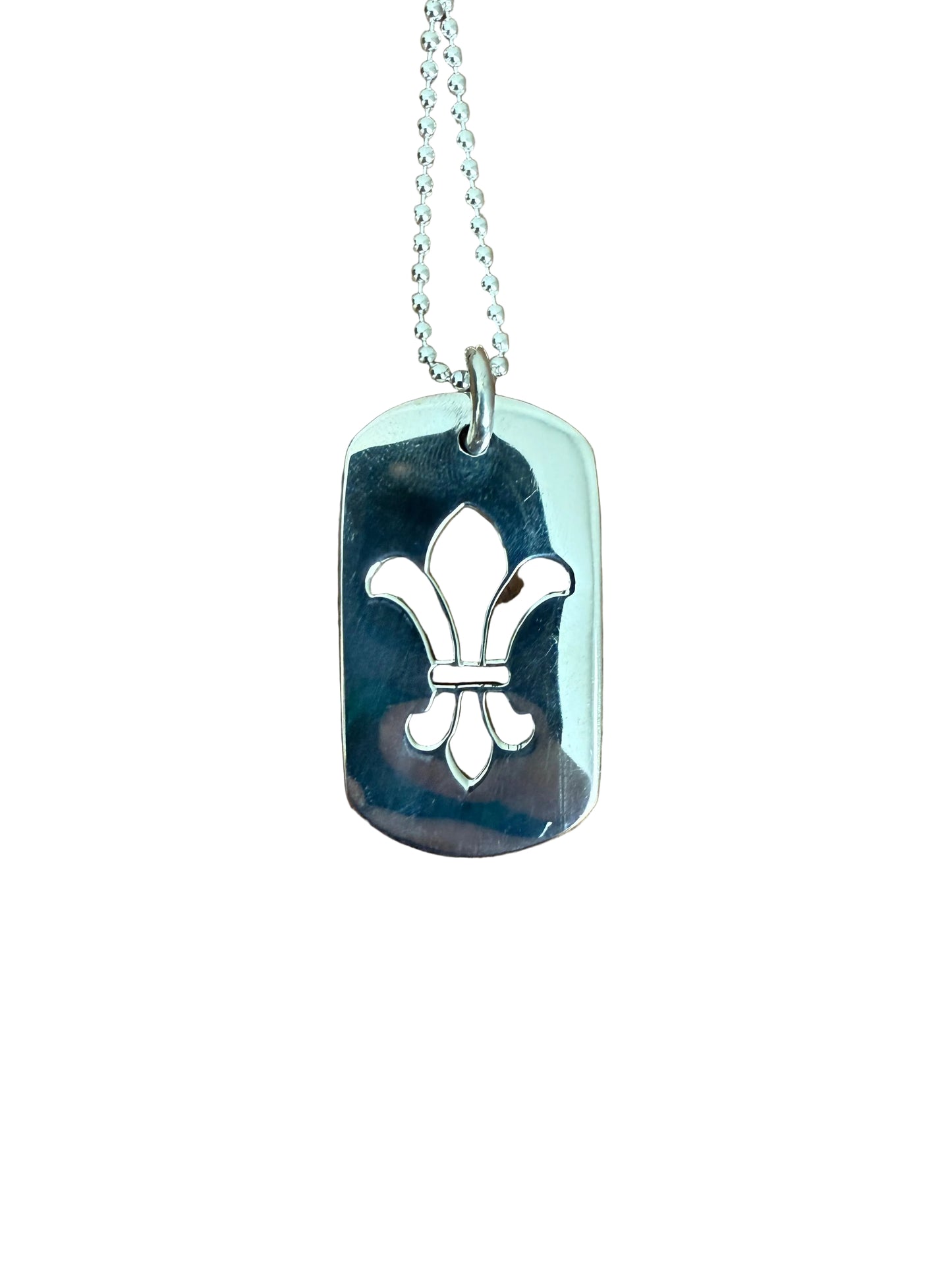 Chrome Hearts Fleur Cut Out Dog Tag Silver Pendant