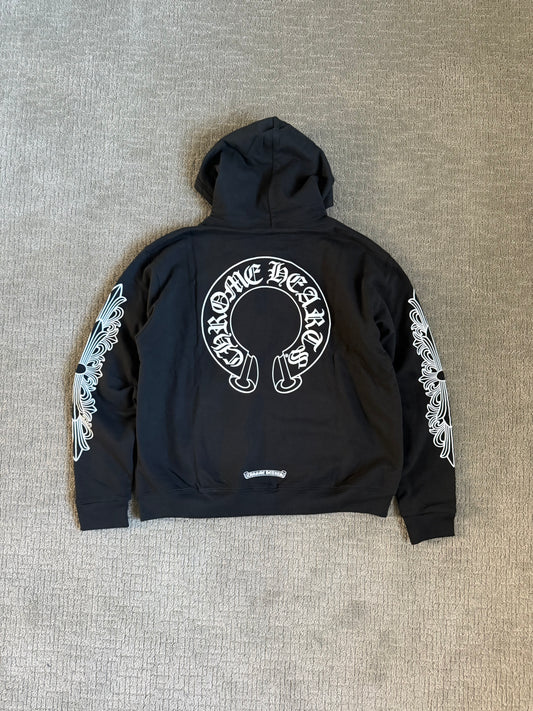 Chrome Hearts Horseshoe Thermal Floral Zip Up Hoodie Black