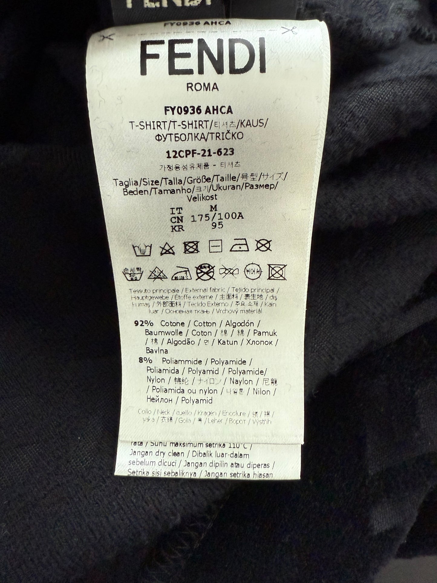 Fendi Velvet Diagonal Mongram SS T-Shirt Black