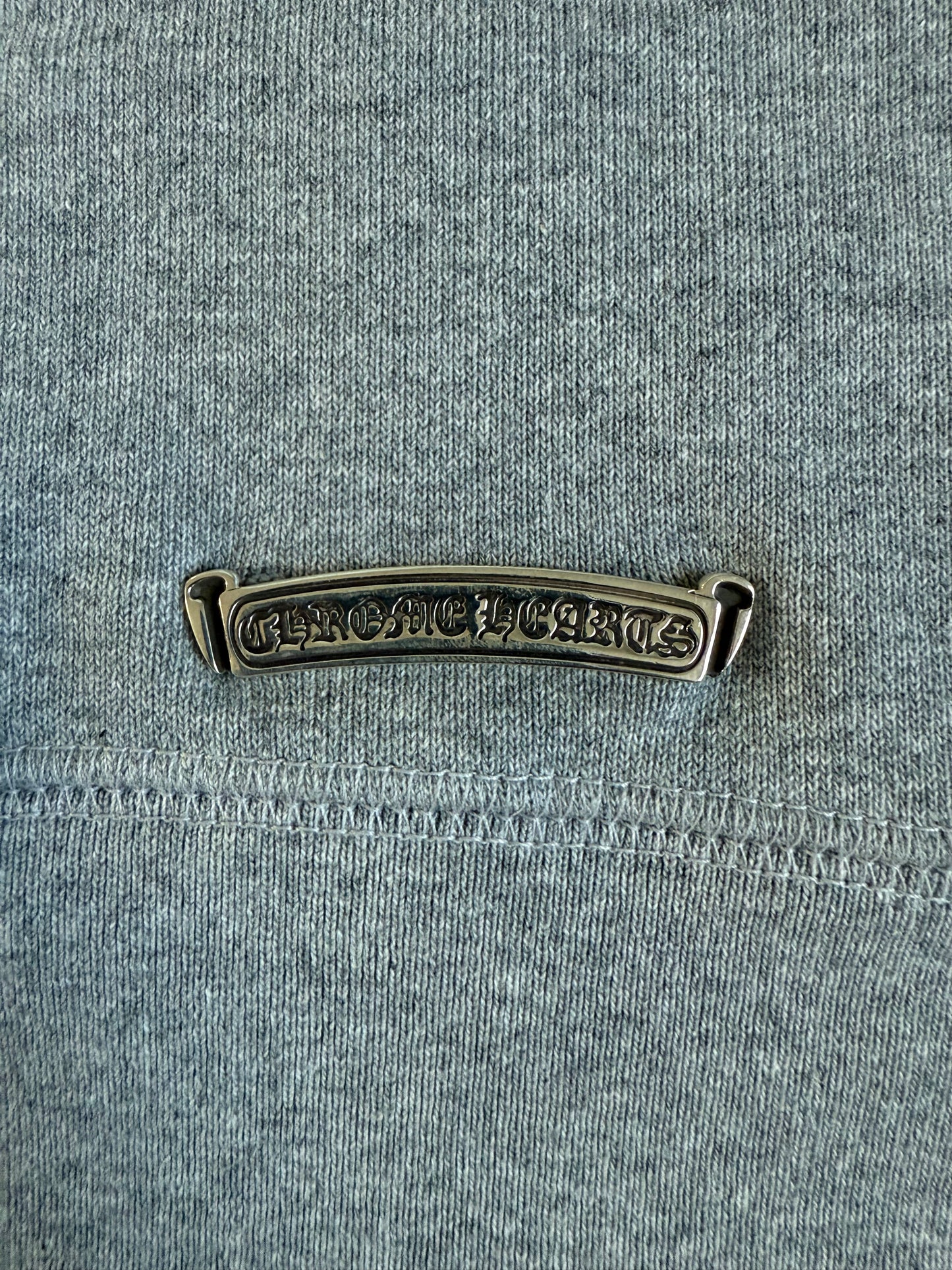 Chrome Hearts Leather Triple Cross Paper Jam 1/4 Zip Sweater Grey