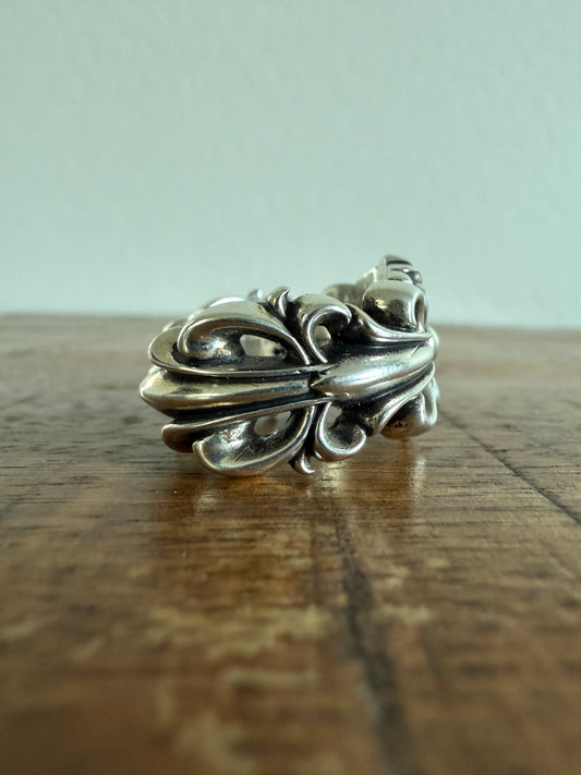 Chrome Hearts Double Floral Silver Ring