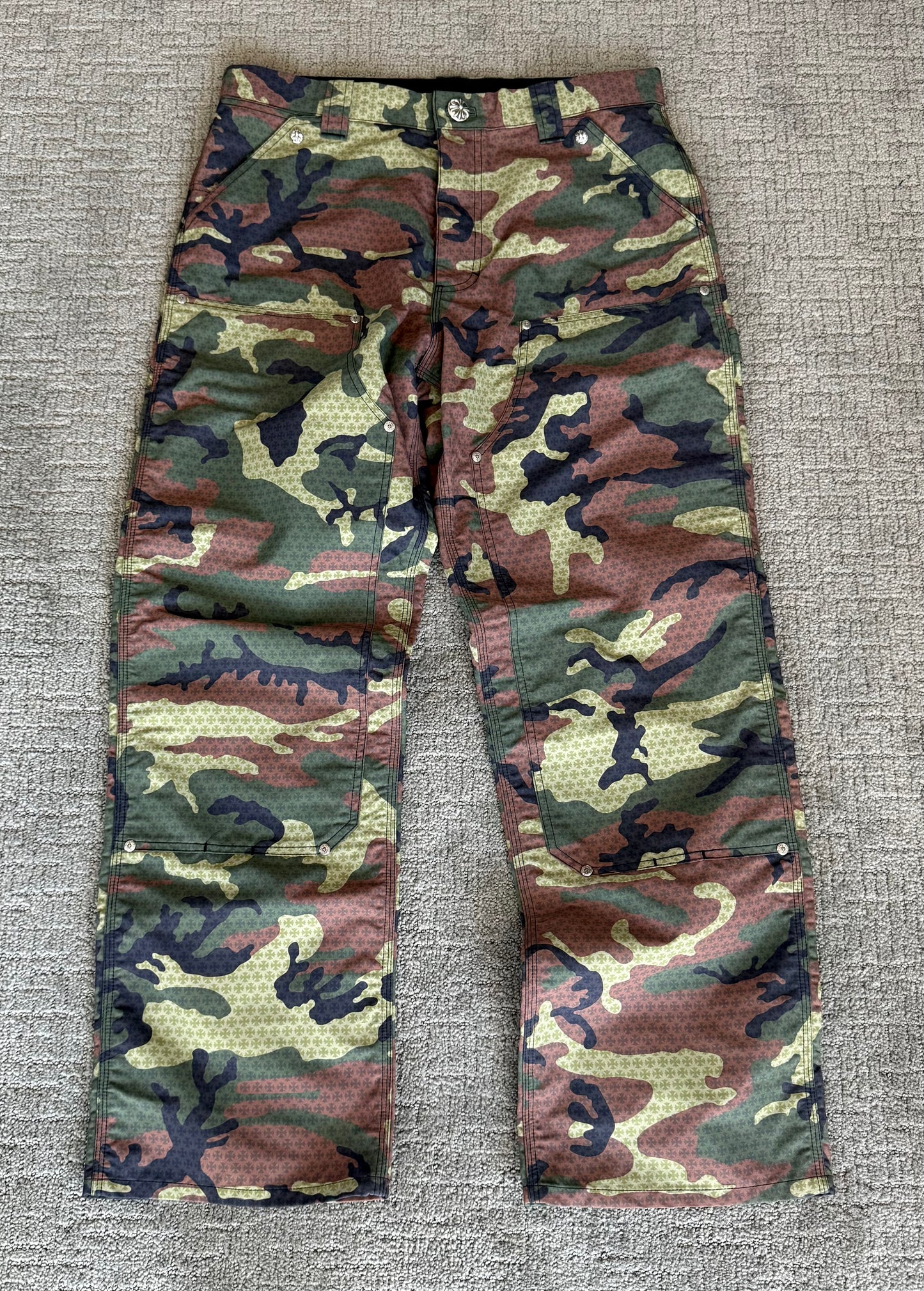 Chrome Hearts Camo Nylon Double Knee Carpenter Pants Green