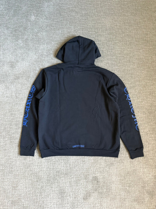 Chrome Hearts Vertical Logo Pullover Hoodie Black/Blue
