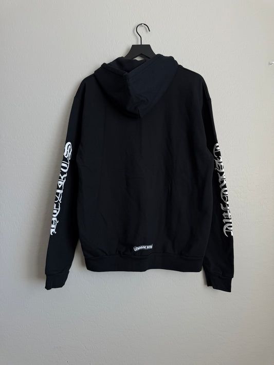 Chrome Hearts Vertical Logo Zip Up Hoodie Black/White