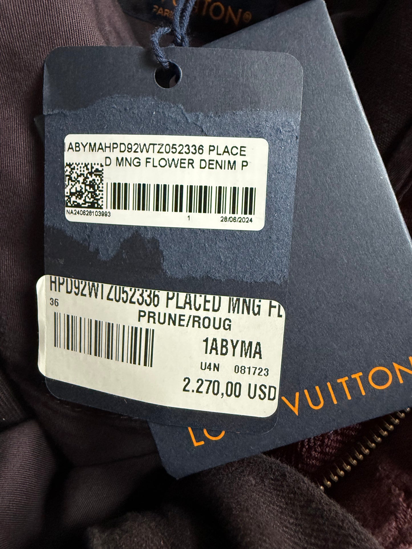 Louis Vuitton Flower Monogram Baggy Jeans Burgundy