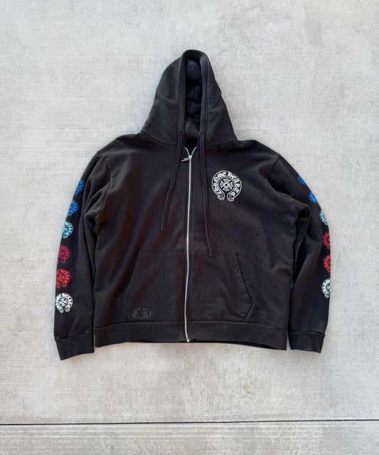 Chrome Hearts Multicolor Horseshoe Zip Up Hoodie Black
