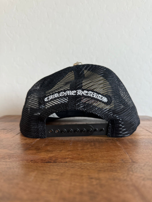 Chrome Hearts Cemetery Triple Cross Leather Trucker White Blue Red