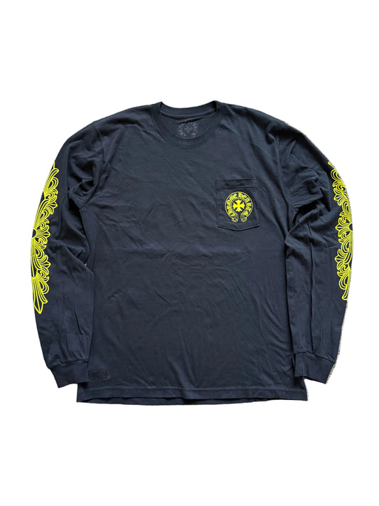Chrome Hearts Eye Chart Floral LS T-Shirt Black Yellow