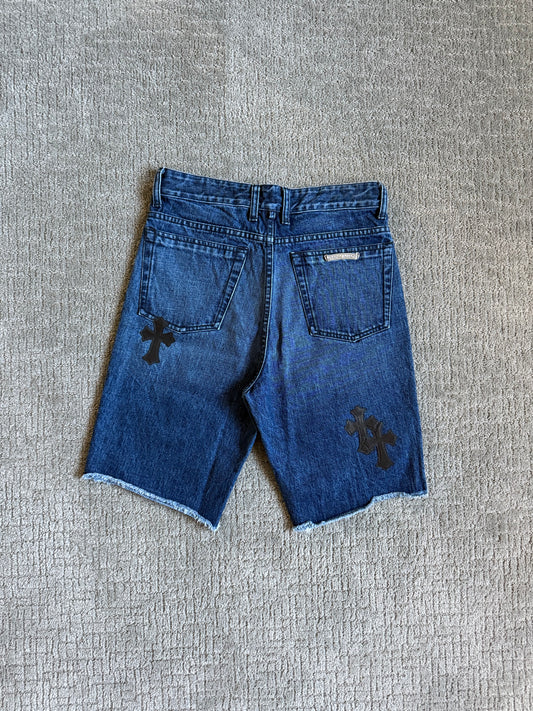 Chrome Hearts Cross Patch Denim Shorts Blue
