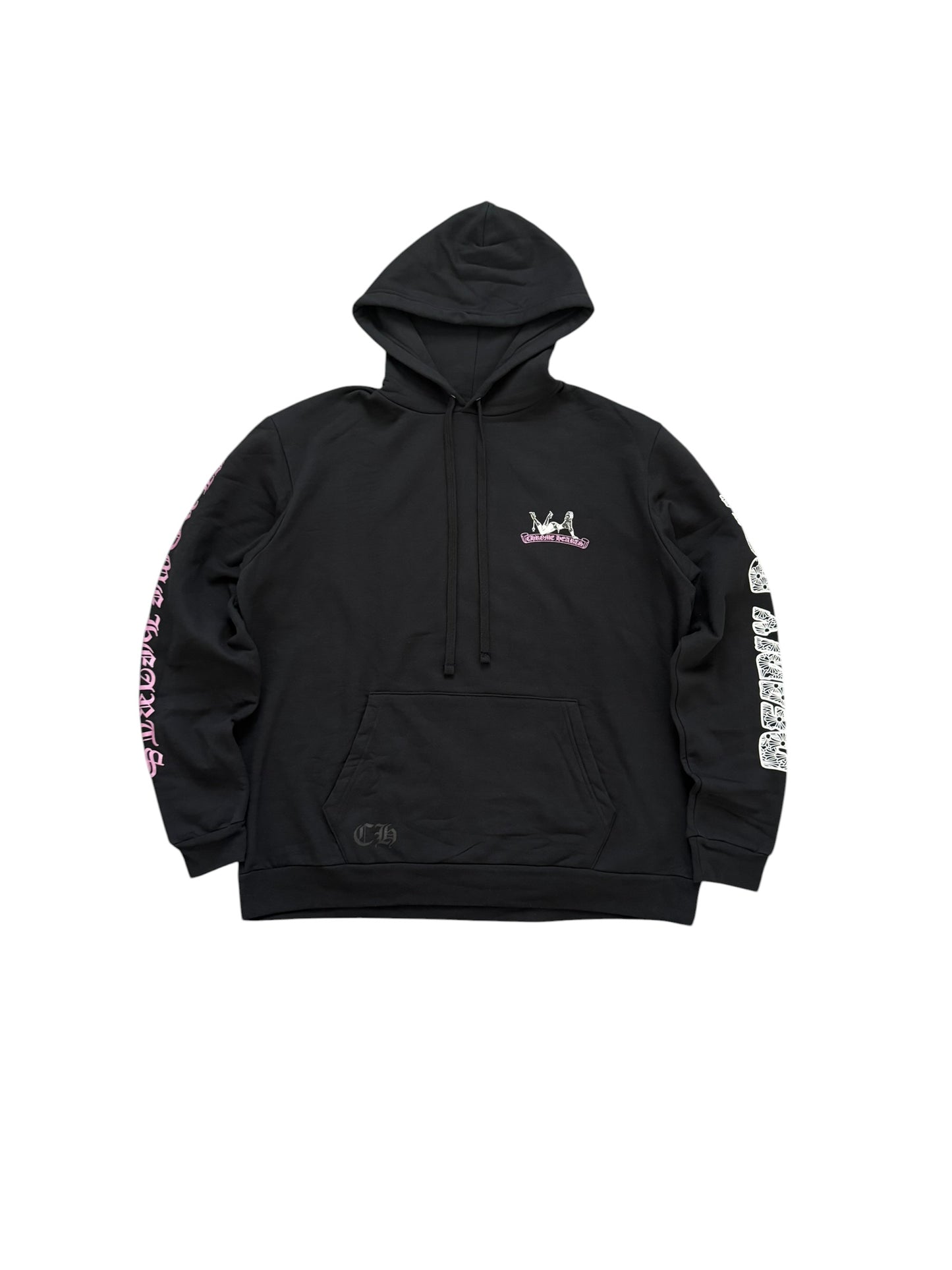 Chrome Hearts Deadly Doll Pullover Hoodie Black Pink Glitter