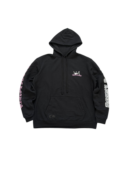 Chrome Hearts Deadly Doll Pullover Hoodie Black Pink Glitter