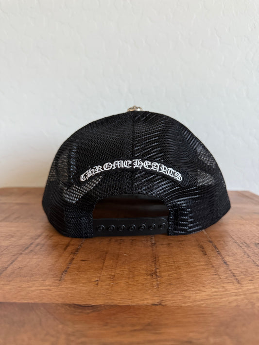 Chrome Hearts Cemetery Leather Cross Patch Trucker Triple Black