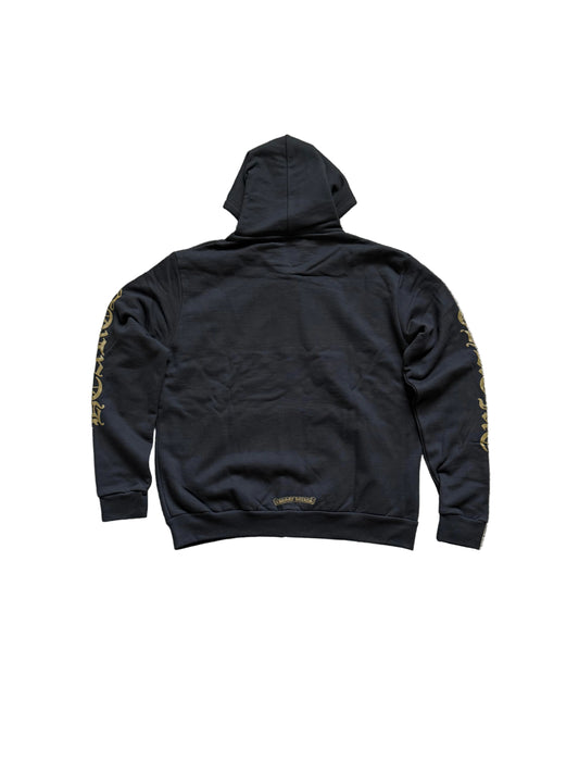 Chrome Hearts Vertical Logo Zip Up Hoodie Black/Olive