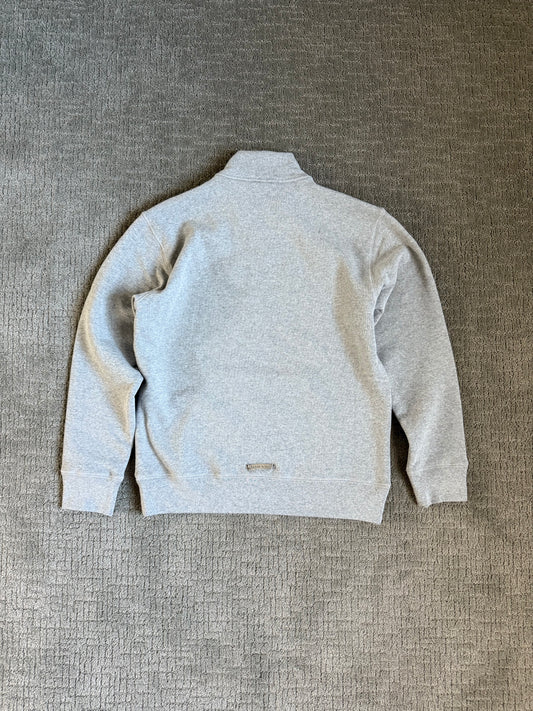 Chrome Hearts Leather Triple Cross Paper Jam 1/4 Zip Sweater Grey
