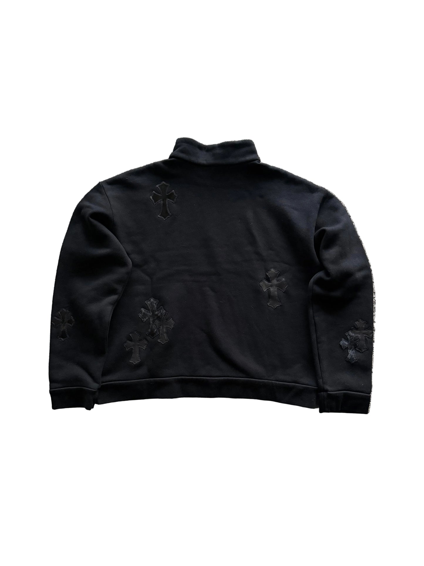 Chrome Hearts Leather Cross Patch Quarter Zip Sweatshirt Black