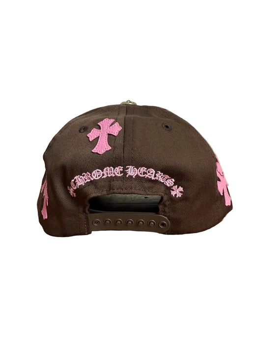 Chrome Hearts Cross Patch CH Snapback Hat Brown/Pink