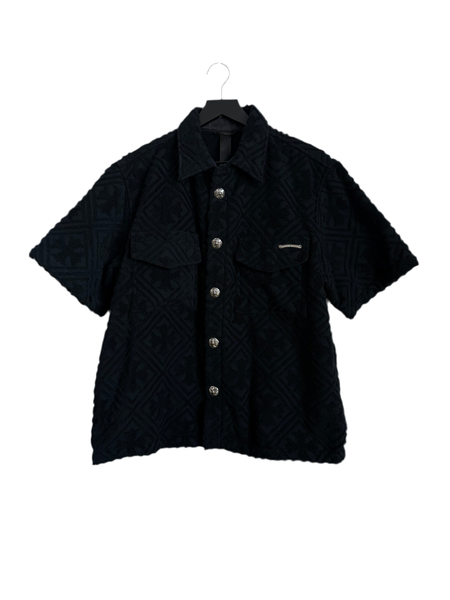 Chrome Hearts Towel Cross Monogram Button Up SS Shirt Black