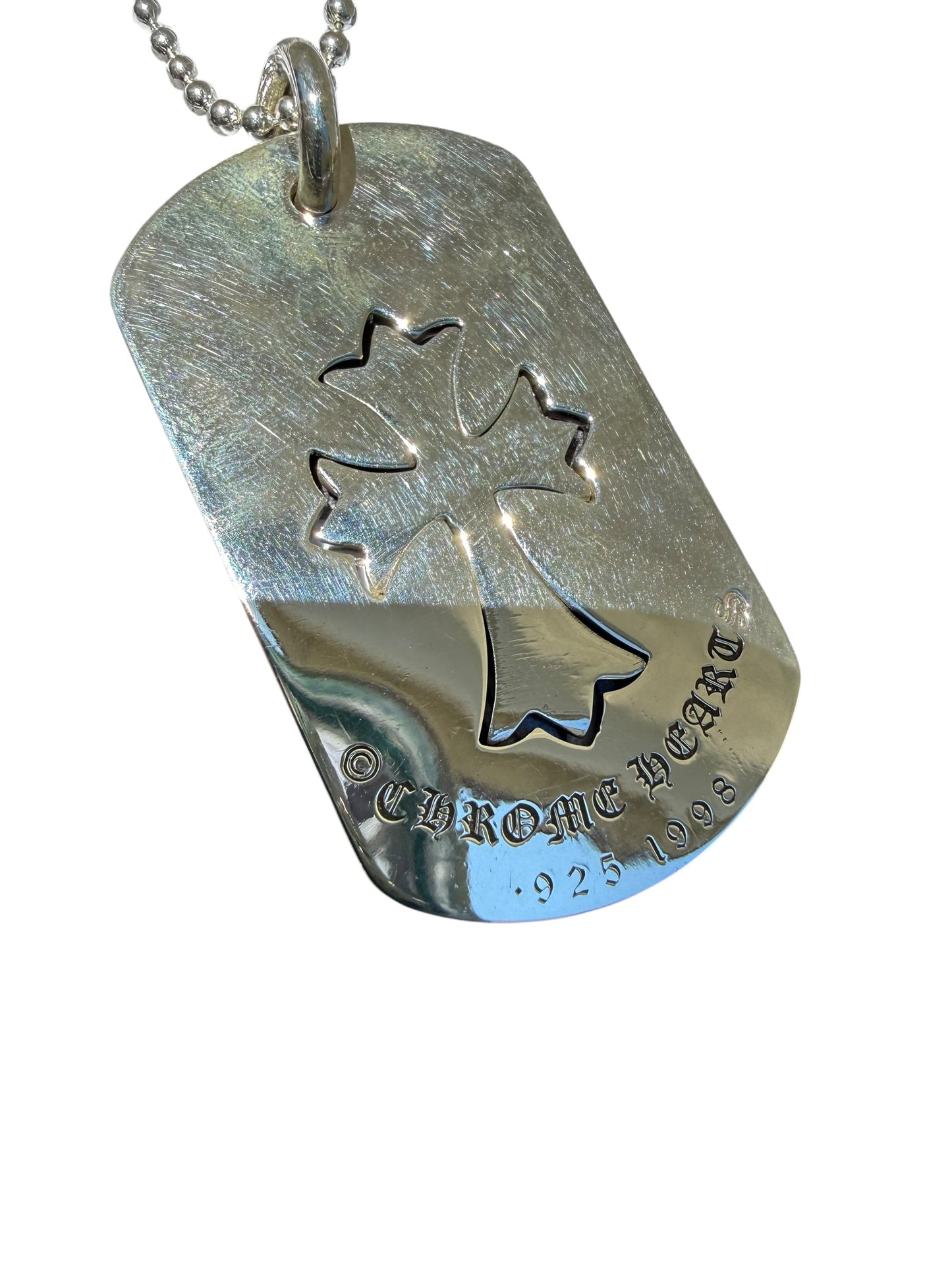 Chrome Hearts Small Cross Silver Dog Tag with Chain