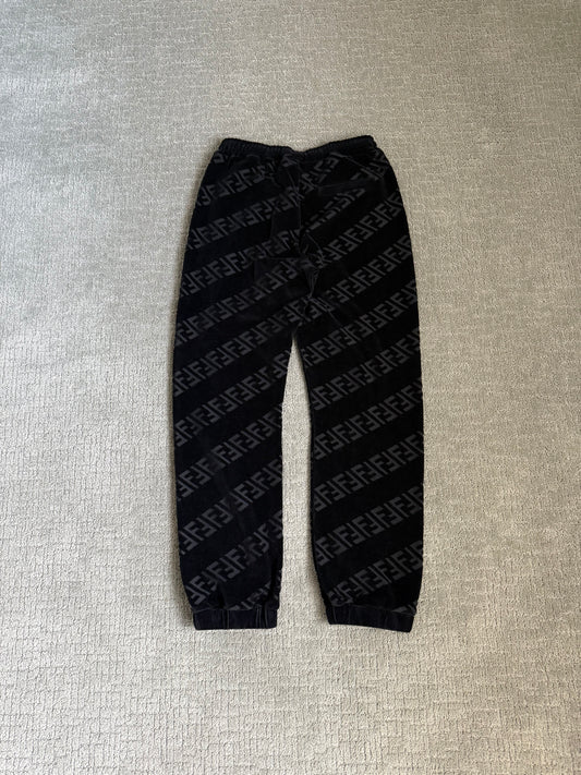 Fendi Velvet Diagonal Mongram Sweatpants Black