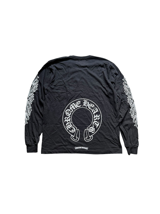 Chrome Hearts Horseshoe Floral Long Sleeve Tee