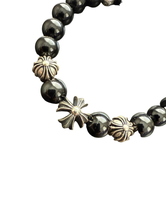 Chrome Hearts Bead Bracelet 4 Silver Black