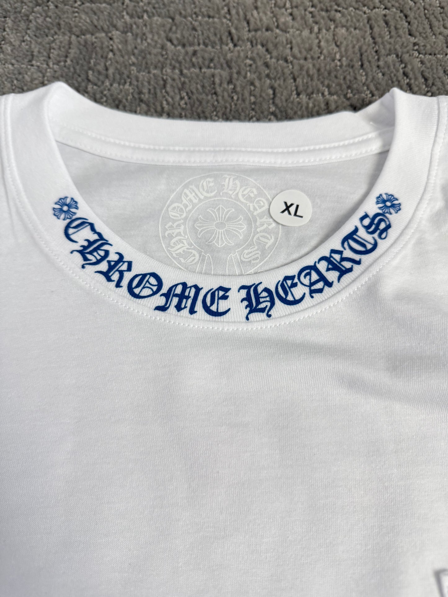 Chrome Hearts Neck Logo LS T-Shirt White/Blue