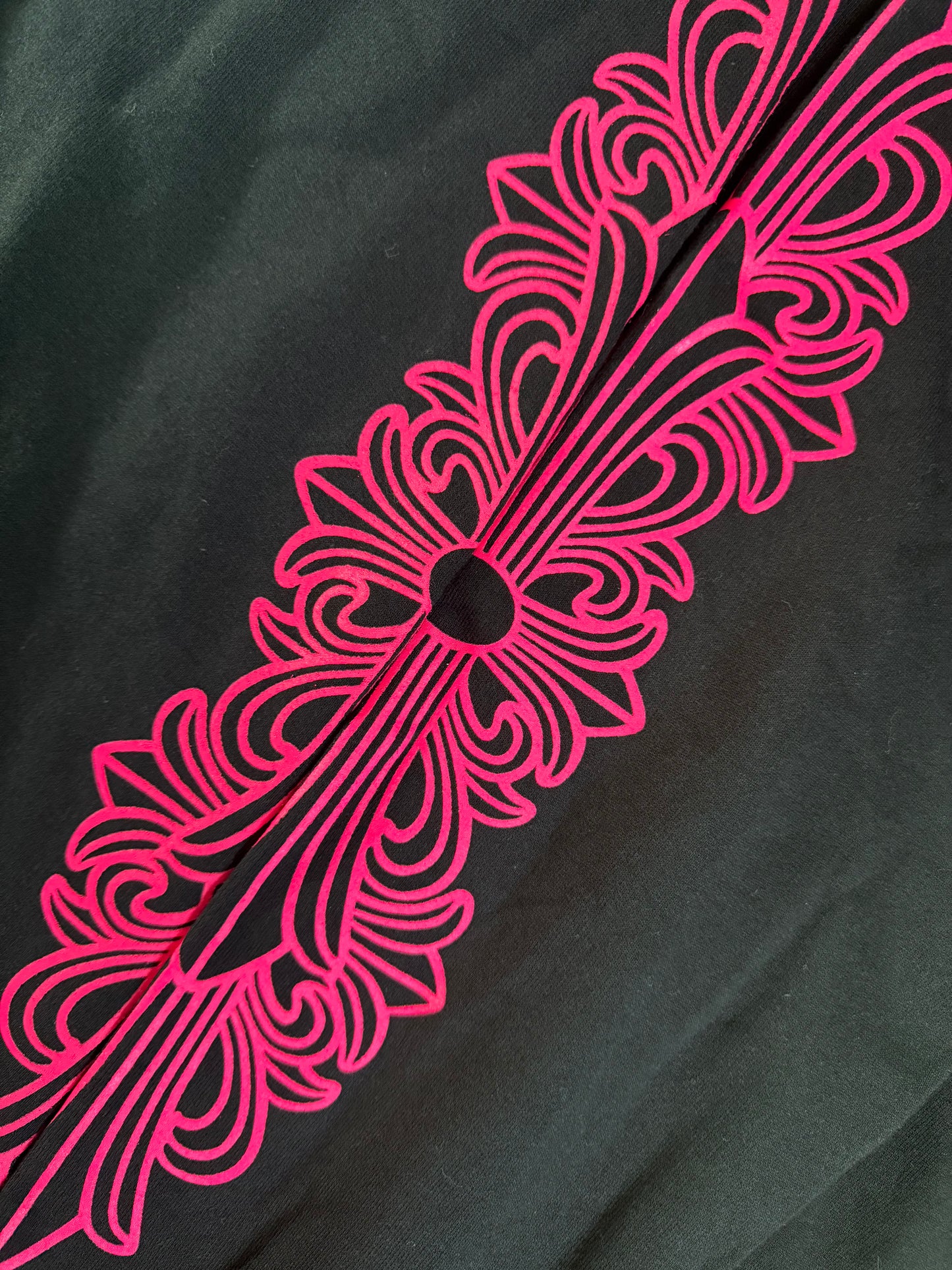 Chrome Hearts Horseshoe Floral Zip Up Hoodie Black Pink