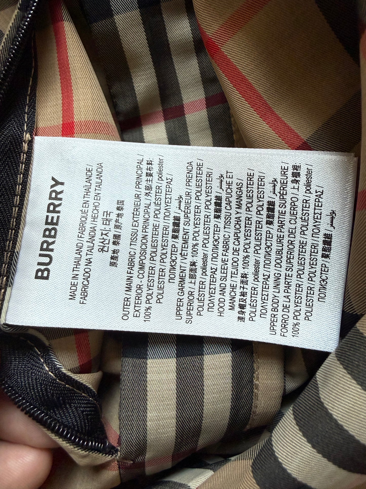 Burberry Check Striped Windbreaker Zip Up Hoodie