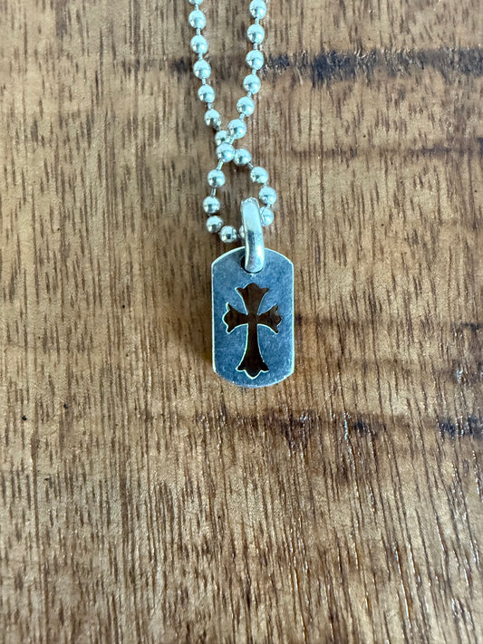 Chrome Hearts Cross Cut Out Dog Tag .925 Silver Charm