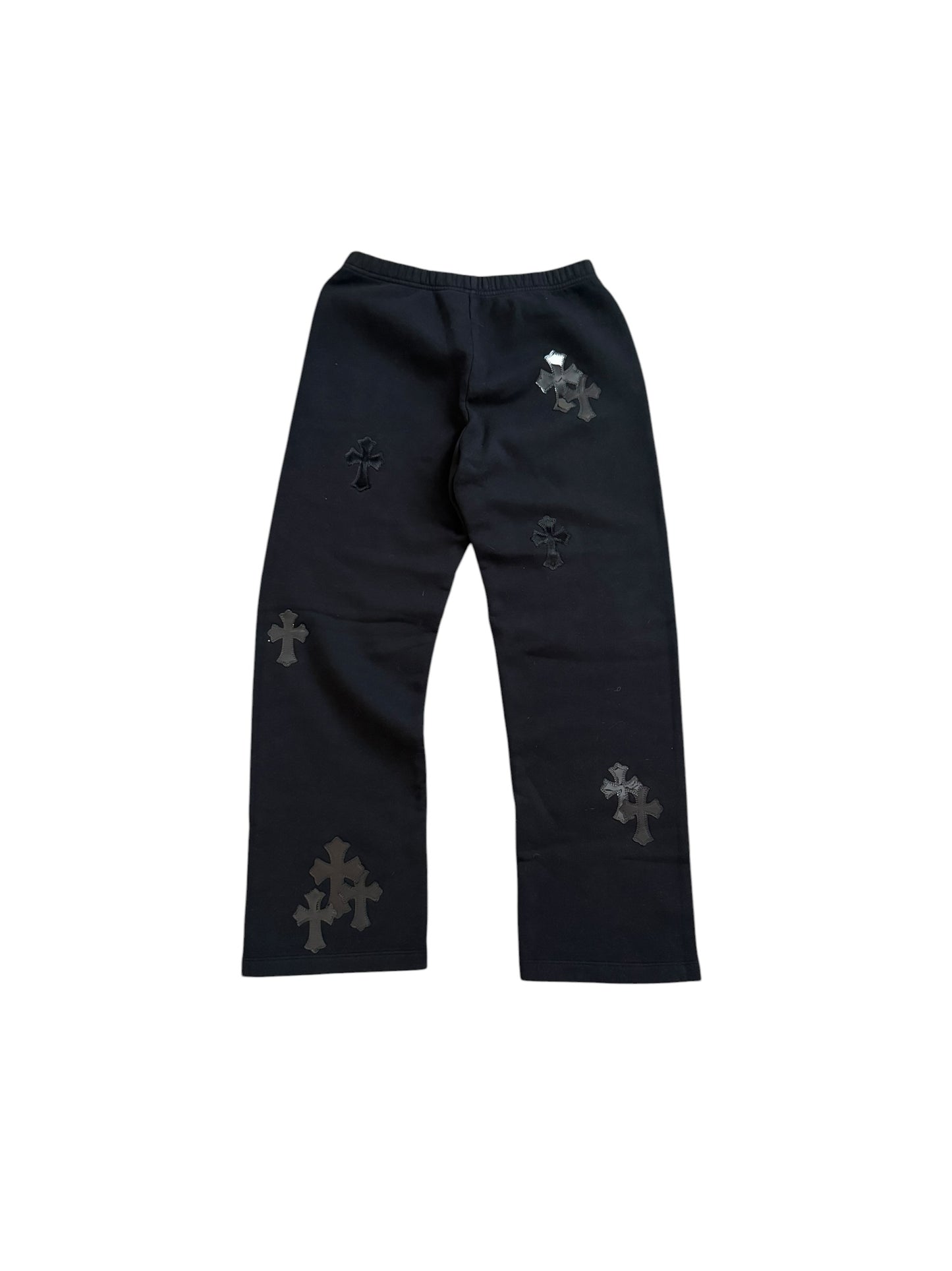 Chrome Hearts Leather Cross Patch Sweatpants Black
