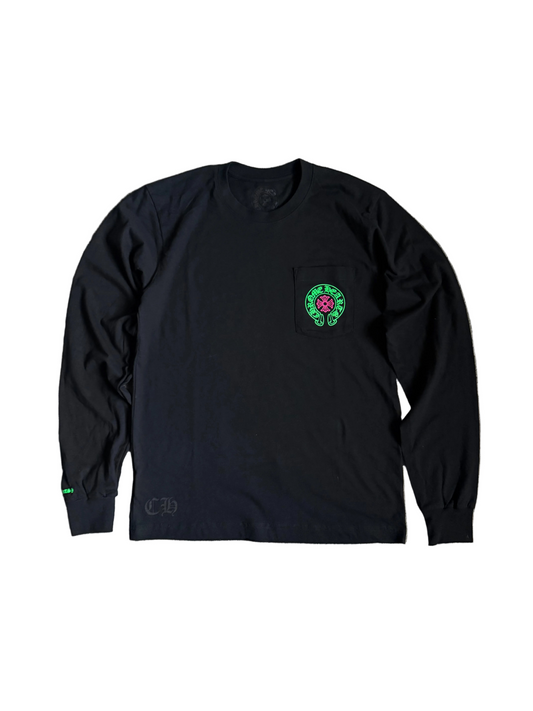 Chrome Hearts Staff Horseshoe LS Tee Green Pink