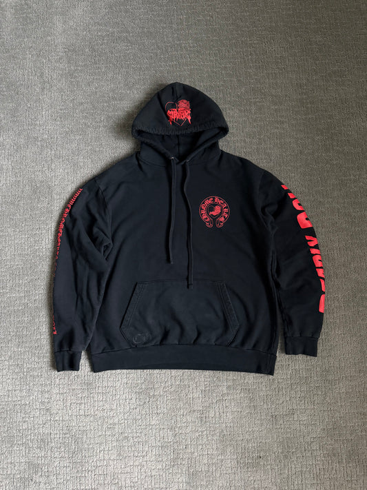 Chrome Hearts Deadly Doll Horseshoe Pullover Hoodie Black Red