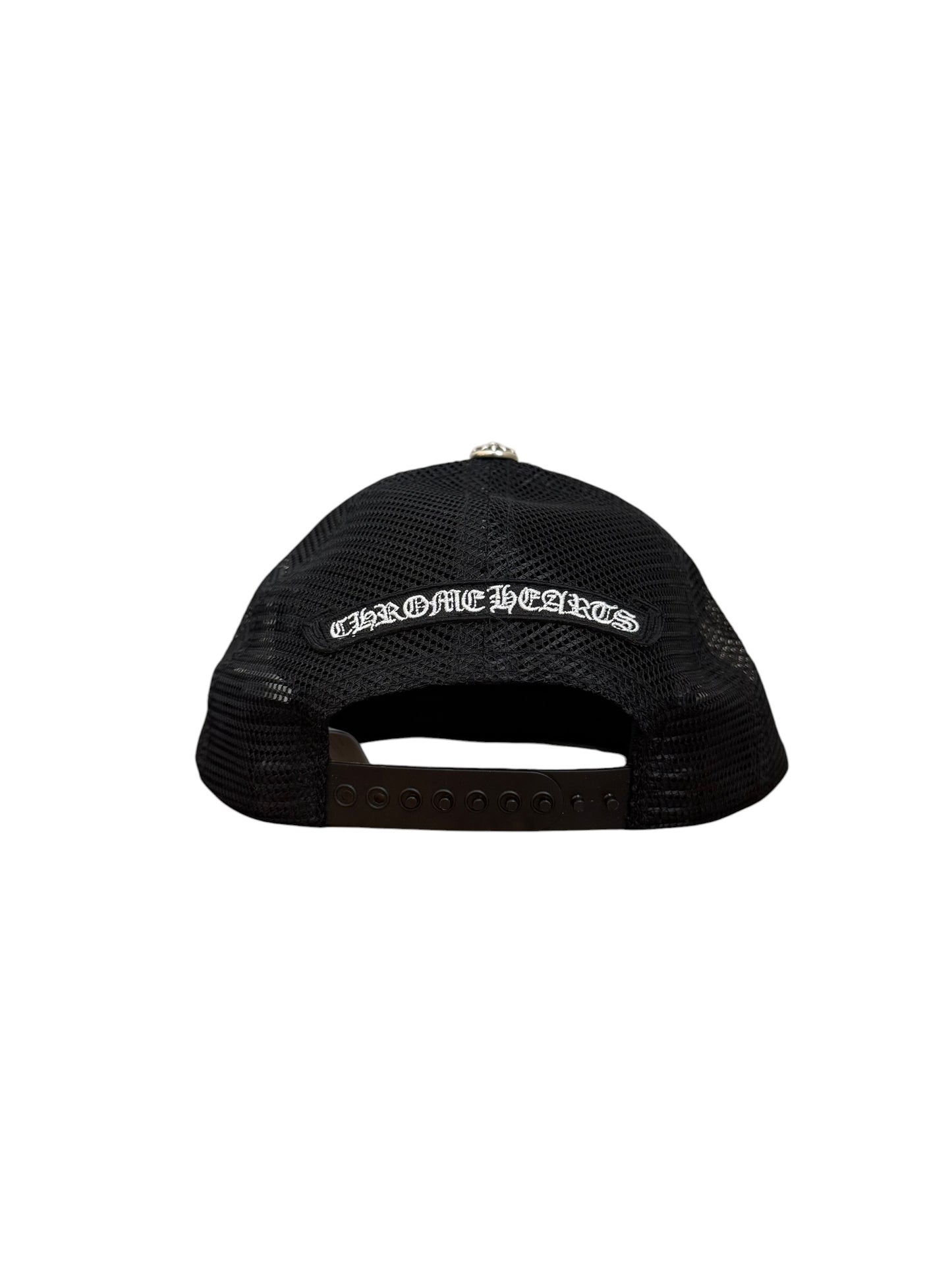 Chrome Hearts Cemetery Triple Cross Leather Trucker Black Orange