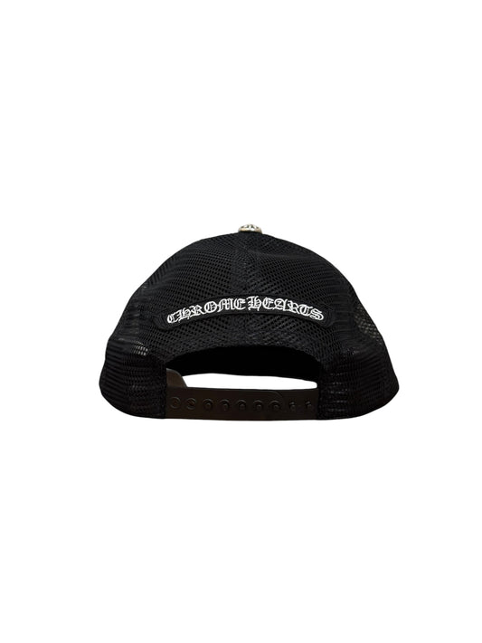Chrome Hearts Cemetery Triple Cross Leather Trucker Black Orange
