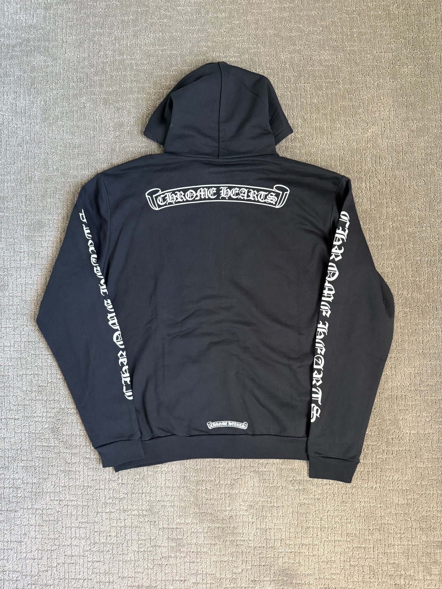Chrome Hearts Scroll Logo Zip Up Hoodie Black