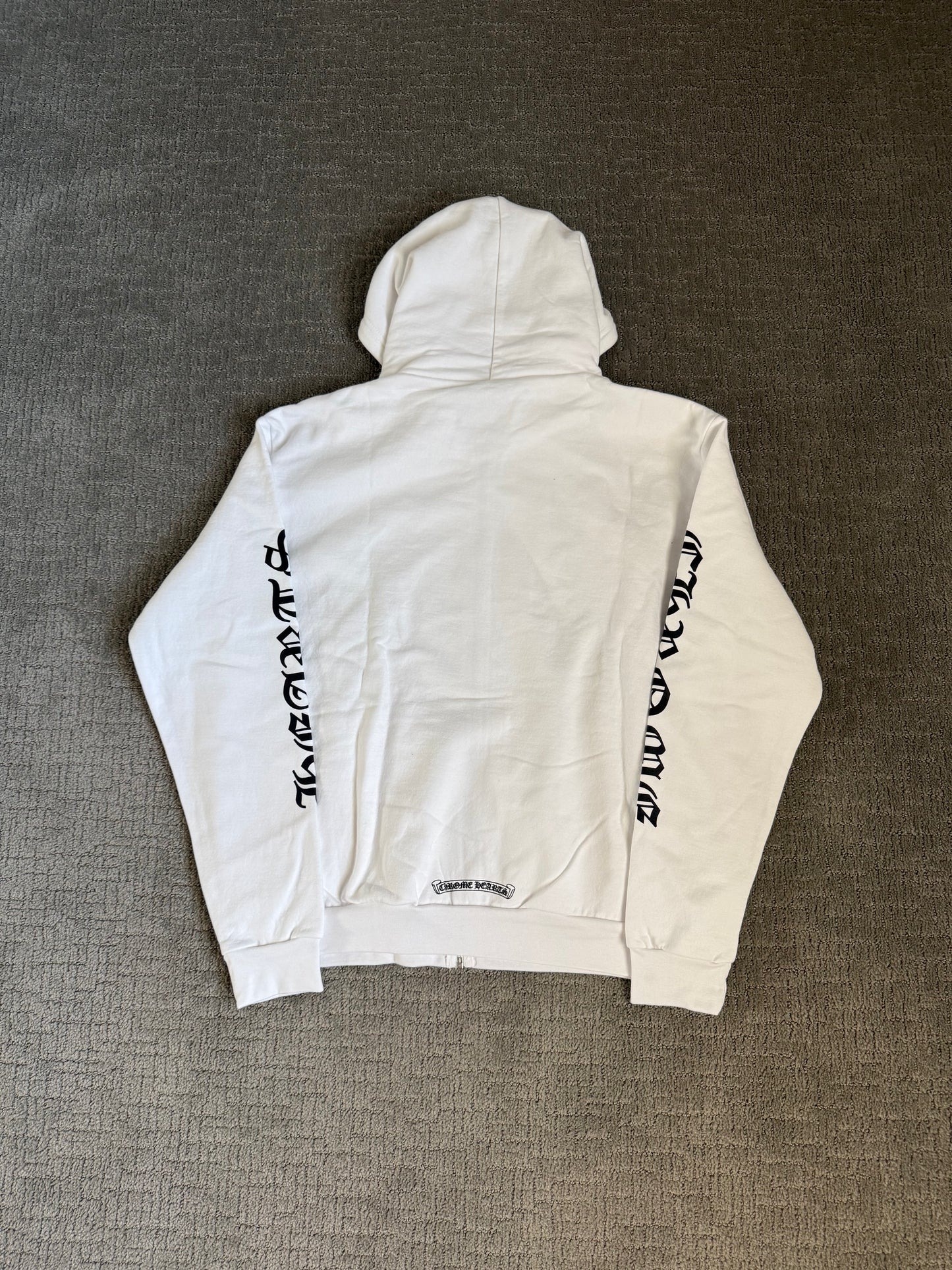 Chrome Hearts Vertical Logo Zip Up Hoodie White/Blk