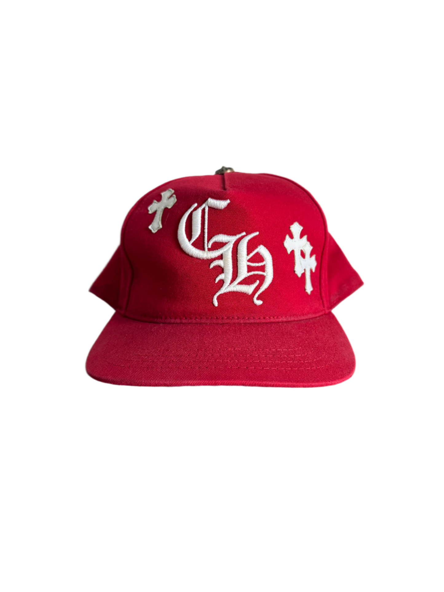 Chrome Hearts CH Logo Leather Cross Patch Hat Red/White