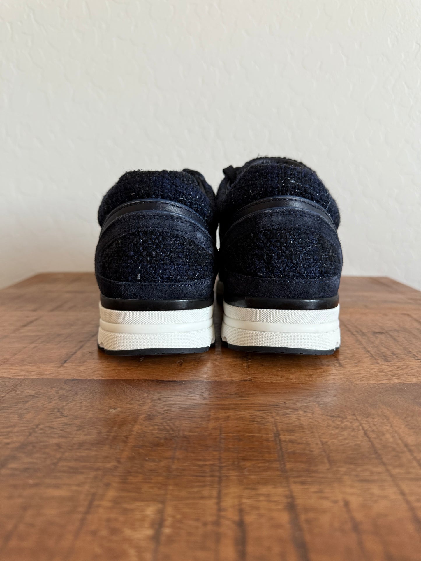Chanel Tweed Runner Sneakers Navy