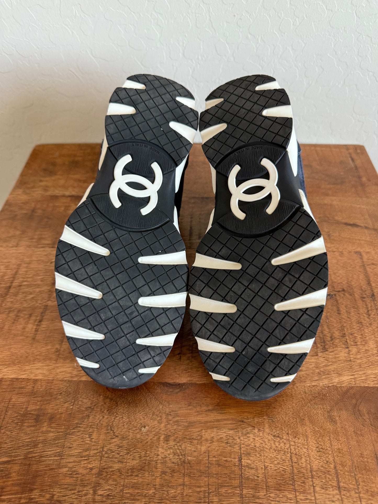 Chanel Tweed Runner Sneakers Navy