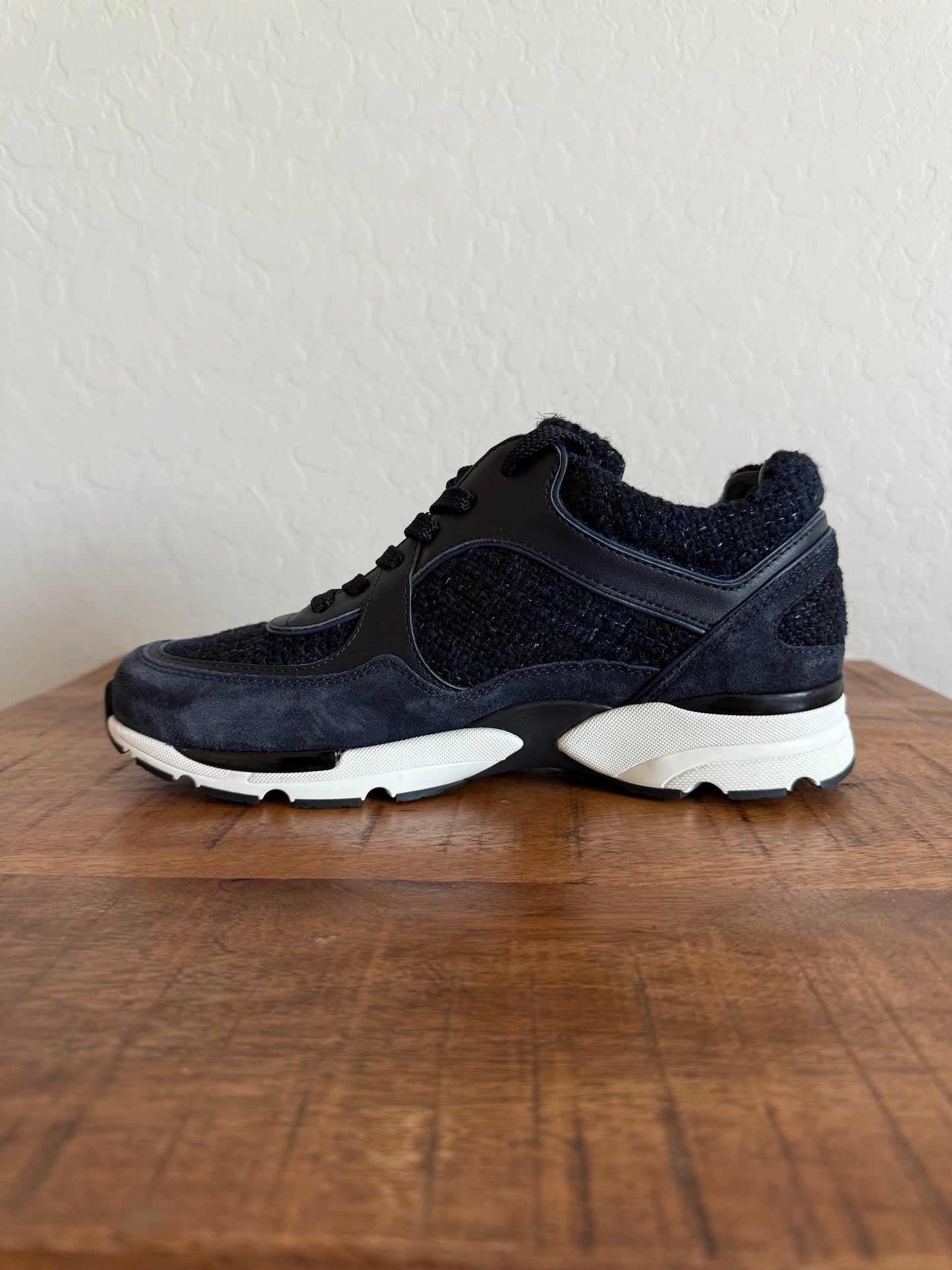 Chanel Tweed Runner Sneakers Navy