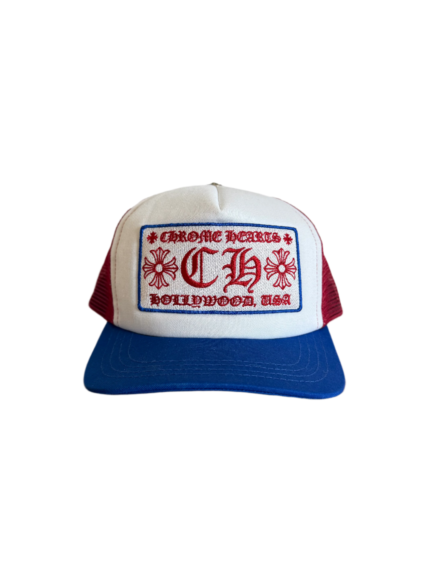 Chrome Hearts 4th of July Hollywood Patch Trucker Hat White