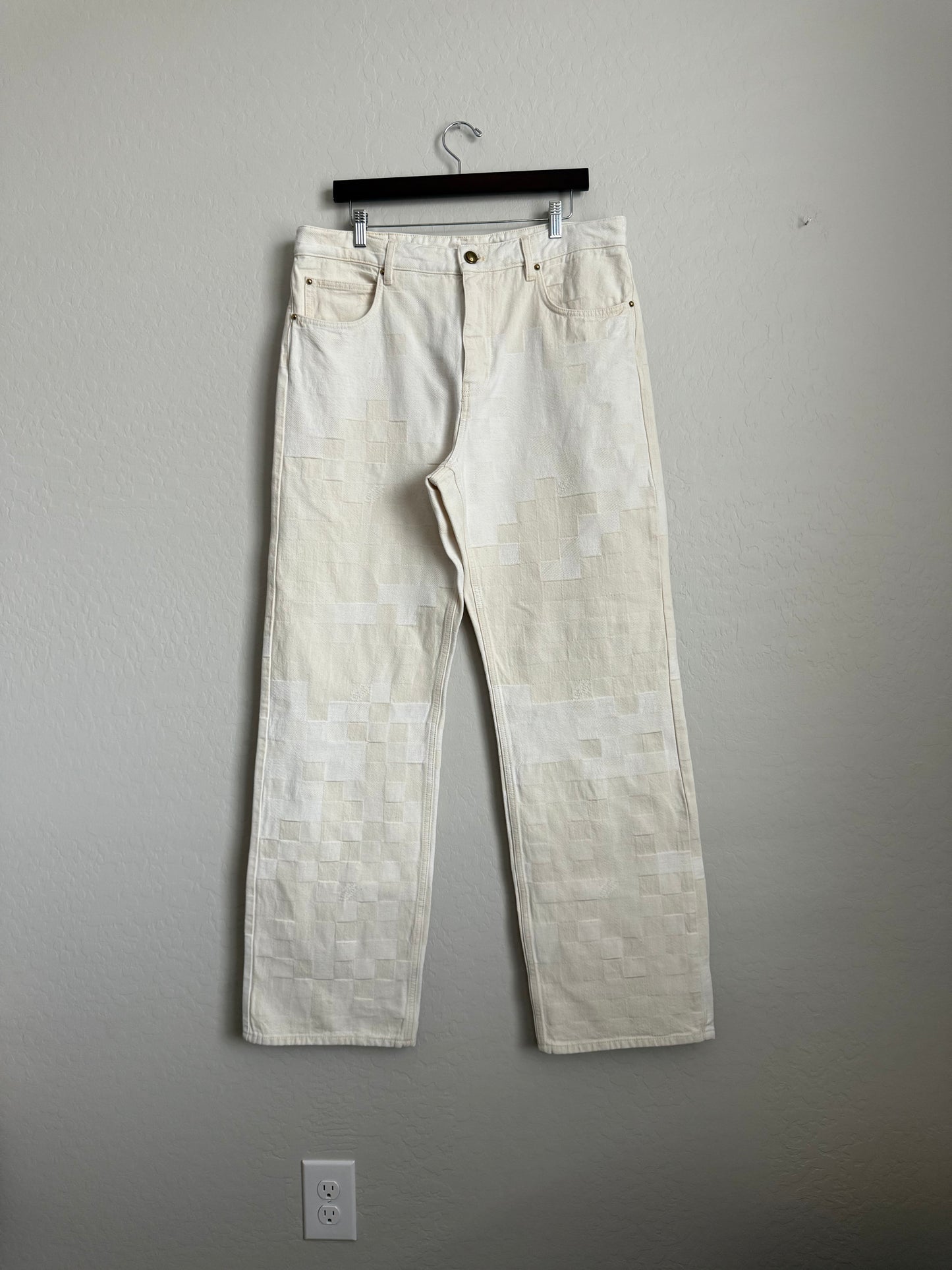 Louis Vuitton Skate Damier Denim Baggy Pants Beige