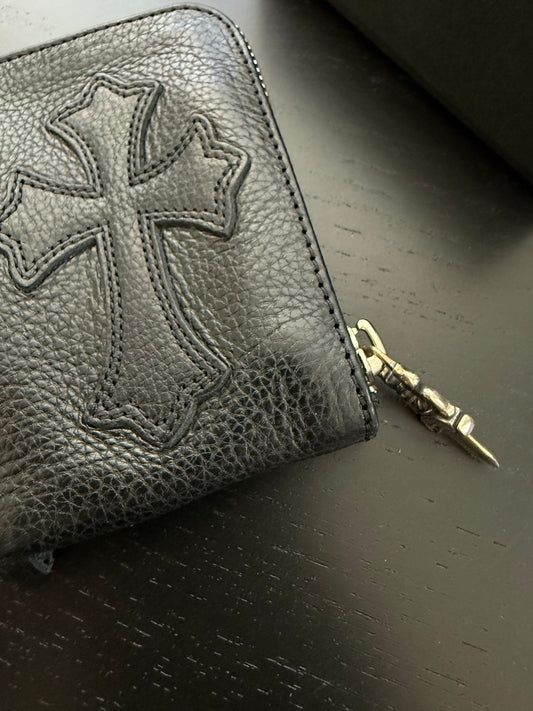 Chrome Hearts Leather Dagger Zip Wallet Black