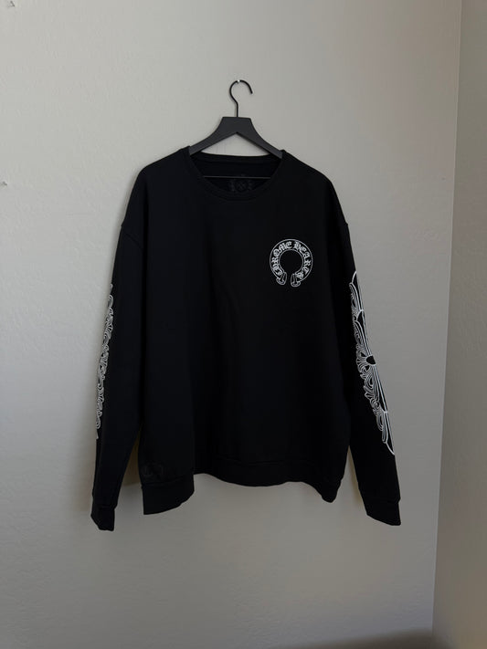 Chrome Hearts Horseshoe Floral Crewneck Sweatshirt Black
